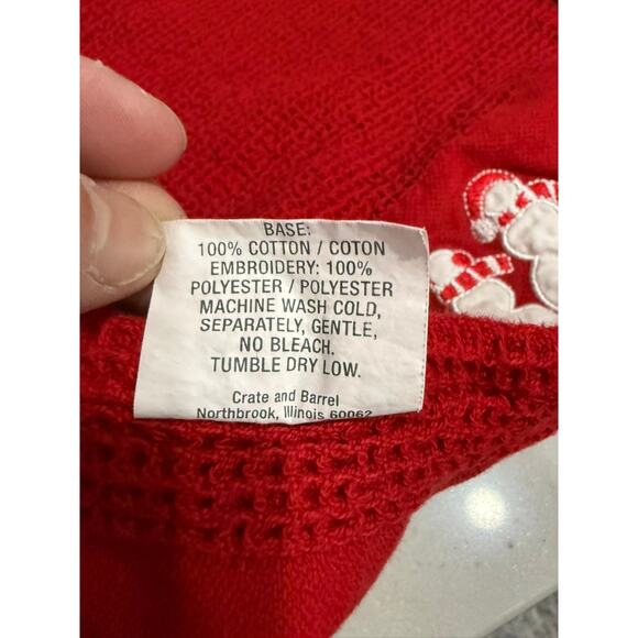 "CRATE & BARREL" Snowman Christmas Towel Set 2 Dishtowel 1 Dishcloth Red & White - Picture 11 of 11